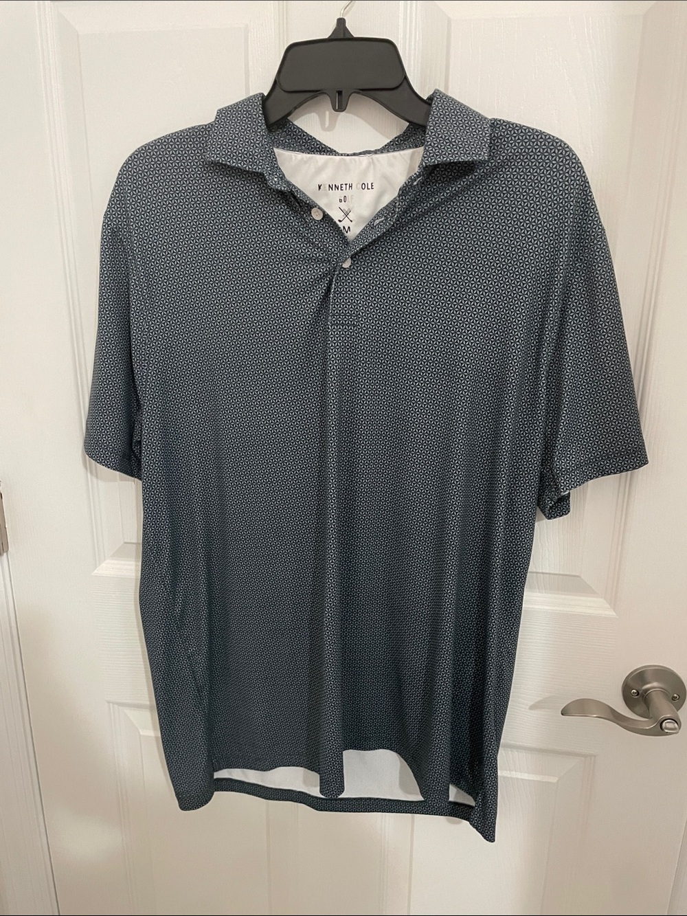 Kenneth Cole Men’s Dark Blue Micro-Pattern Polo